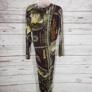 GOODTIMEUSA Women's Mesh Money Print Ruched Bodycon Maxi Dress 1X
